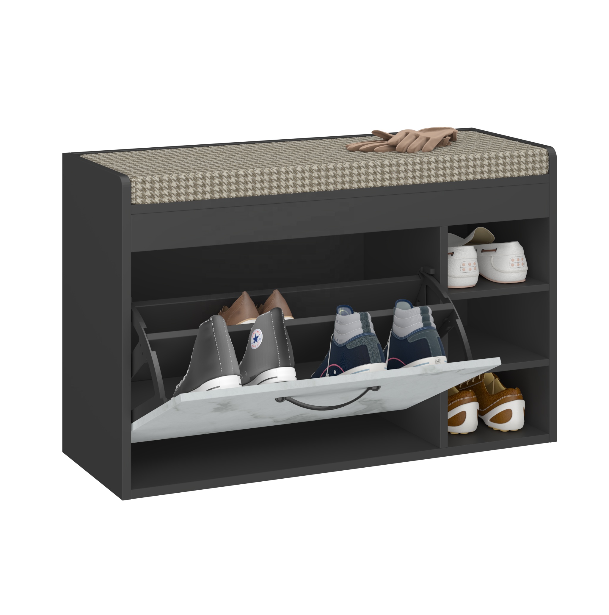 Better Home Rustic Farmhouse Eco Particle Board Shoe Storage Cabinet Bench for Living Room Entryway Mudroom Shoe Rack