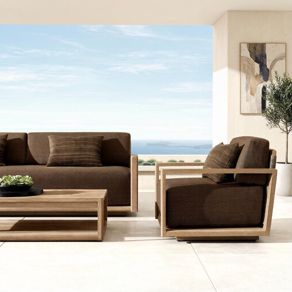 Customized Outdoor Solid Wood Furniture Combination Villa, Courtyard, Garden Leisure Designer Rope High-end Burmese Teak Sofa