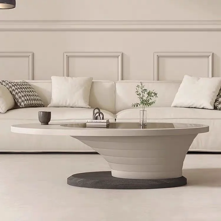 High-End Oval Light Luxury Premium Minimalist Glass Coffee Table