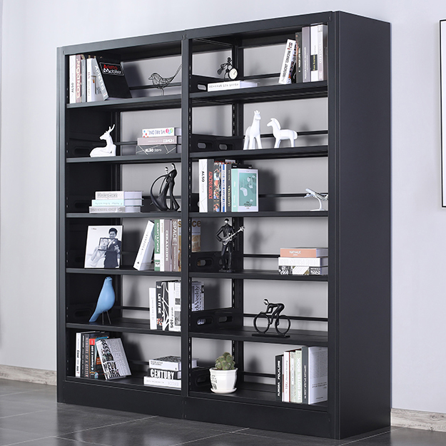 Factory Direct Metal Frame Double Sided 5 Shelves Library School Office Furniture Bookcase Bookshelves