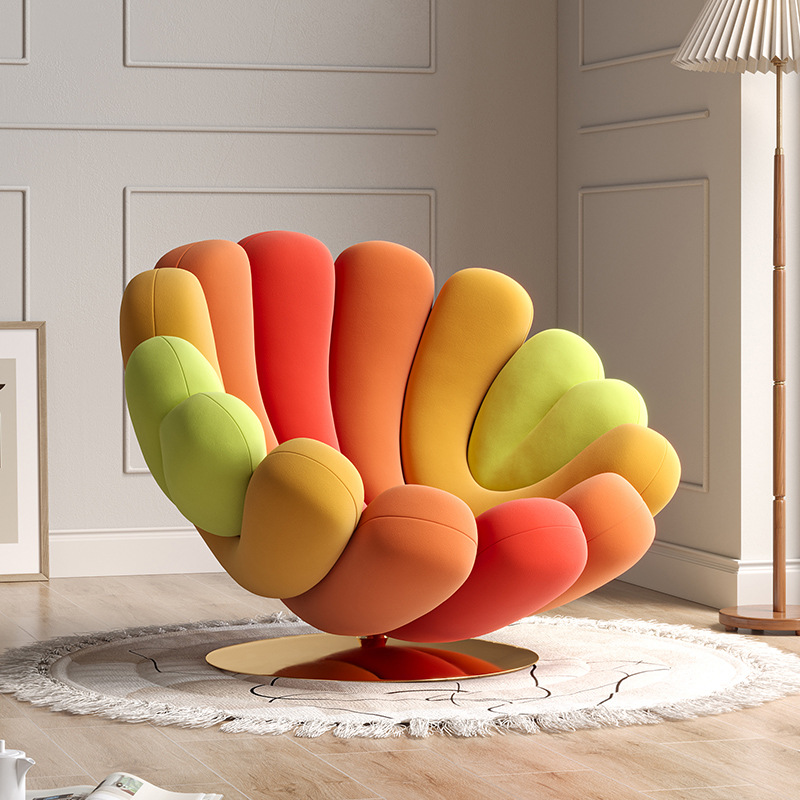 Luxury Sherpa Accent Chair Set Contemporary Queen Swing Swivel Reclining Lounge Armchair Removable Cover Metal Home Office Hotel