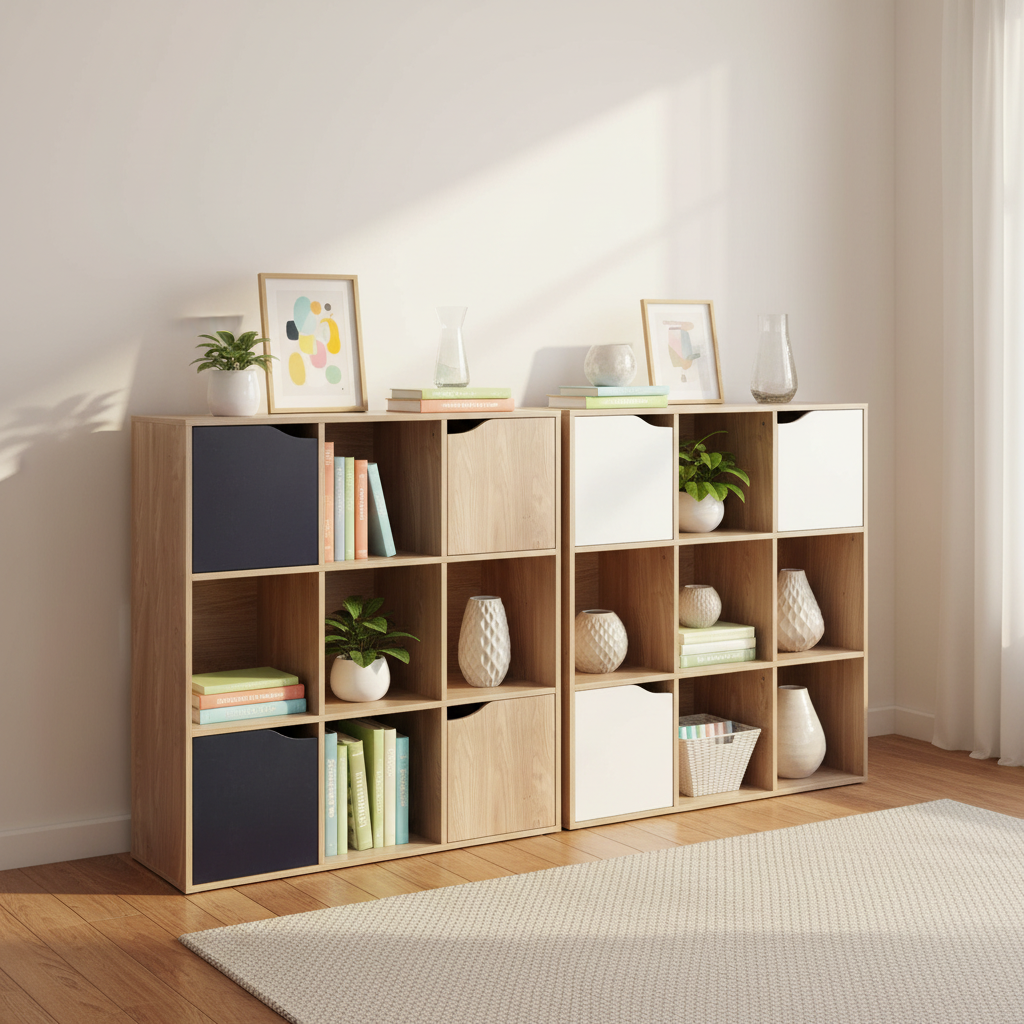 Modern Portable Solid Wood Bookshelf with 5 Shelves 10-Year Warranty for Home Office Living Room Bedroom School &amp; Hospital Decor