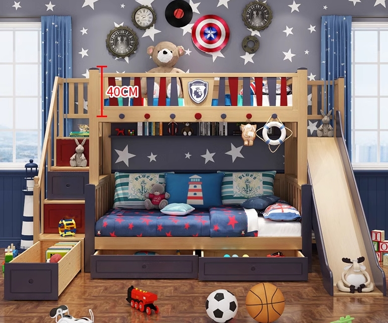 Factory Price Durable Using Wood Double Bunk Bed Children Kids Beds Bedroom Set for Kids Bedroom Furniture