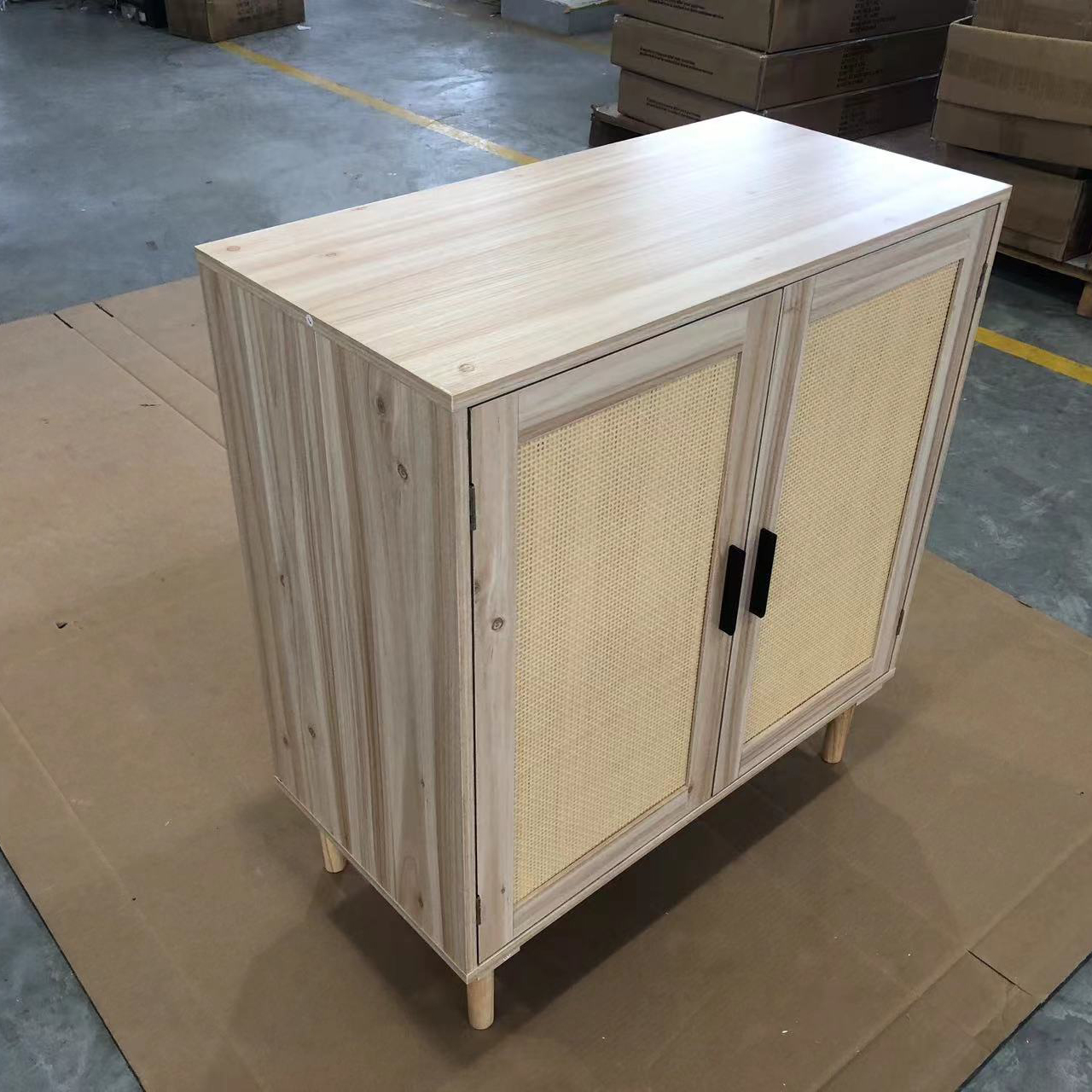 Sideboards Buffet Cabinets 2-Tier Rattan Design Cabinet 2-Inner Storage Shelf for Living Room Storage Room Furniture