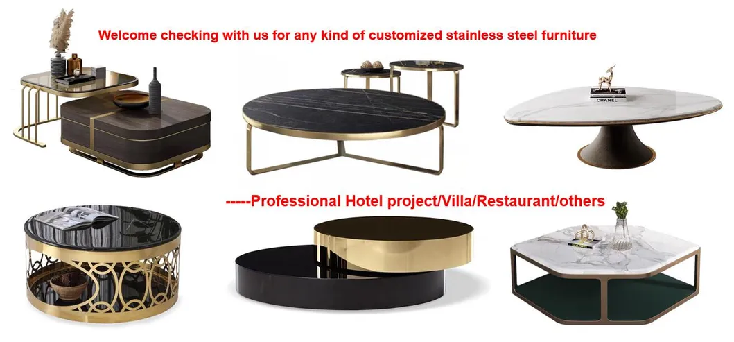 5 Star Hotel Project Stainless Steel Table High-End Customized Metal Furniture Stainless Steel Coffee Table