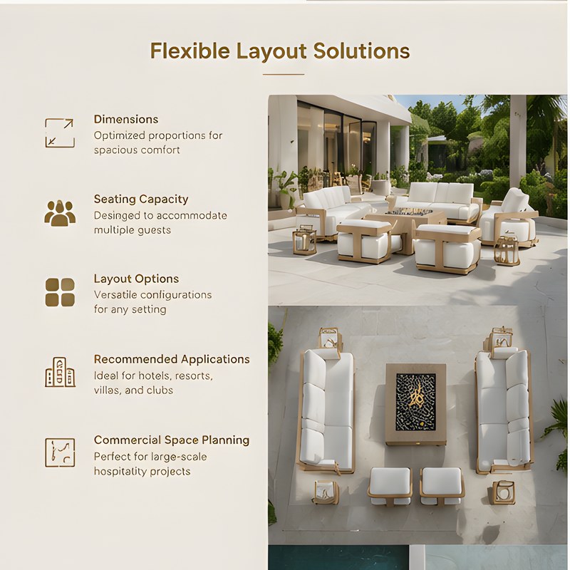 Modern Garden Teak Sofa Set Hotel Luxury Outdoor Furniture Modular Cushion Couch Outdoor Lounge Patio Furniture Garden Sofa Set