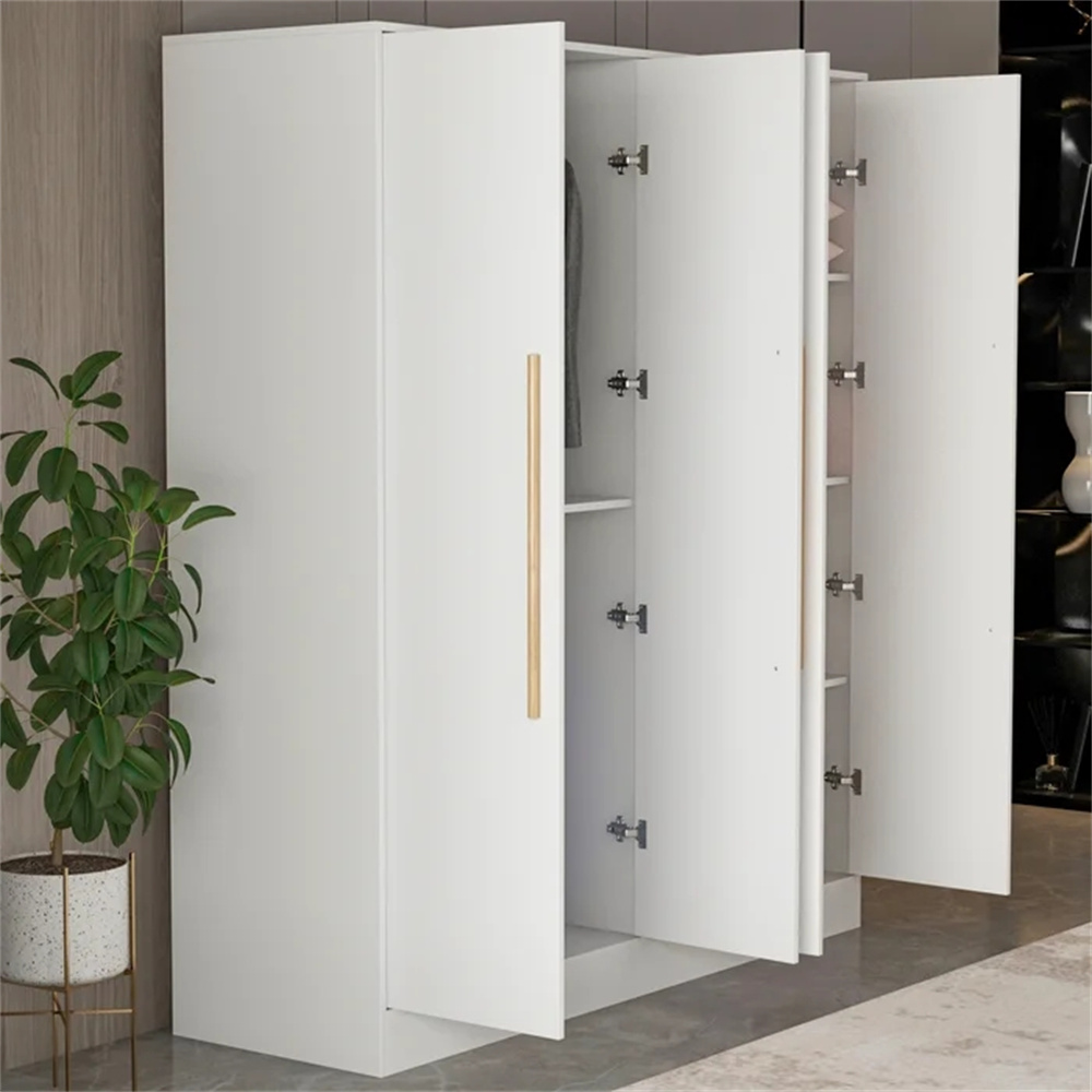 Customized White Color Wooden Home Furniture Bedroom Wardrobe Flat Pack Modern Contemporary Bedroom Accessories Bedroom Closet