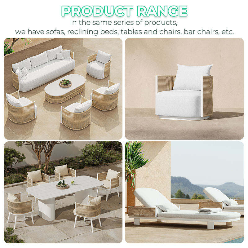Luxury L Shape Outdoor Sofa Set Aluminum Outdoor Garden Furniture Set Hotel Patio Metal Outdoor Sofa Resort Villa Garden Sets