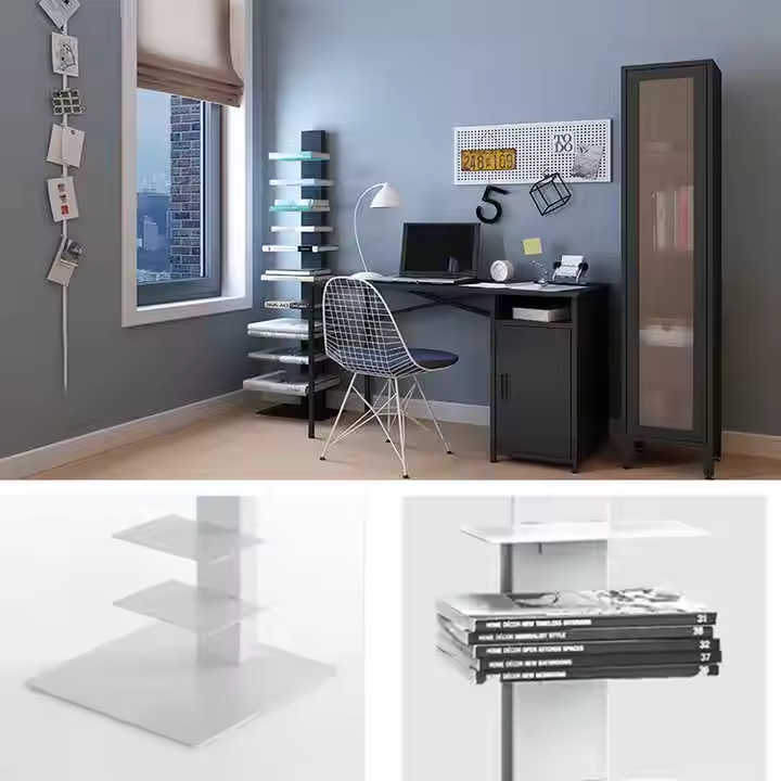 Modern 10-Layer Red Bookshelf Space-Saving Metal Bookcase for Home Office or Living Room Easily Accessible Story Books