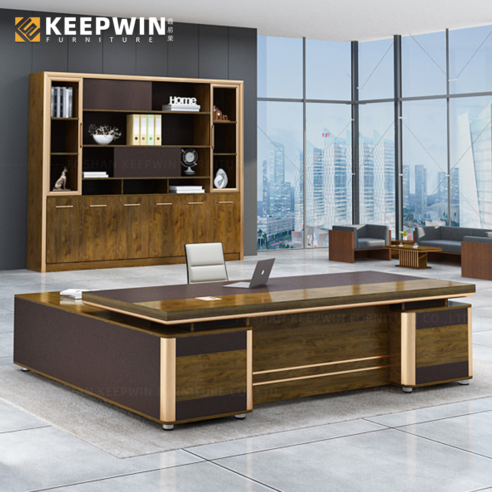Wooden Big Office Desk Storage Capacity View