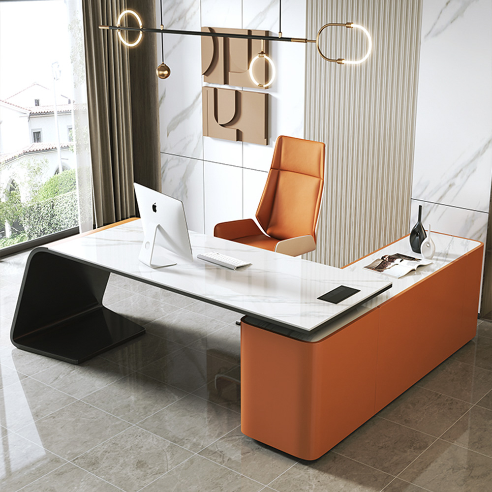 Home Office Furniture Luxury Office Desk Set White Executive Office Table Modern Boss CEO Manager Desk