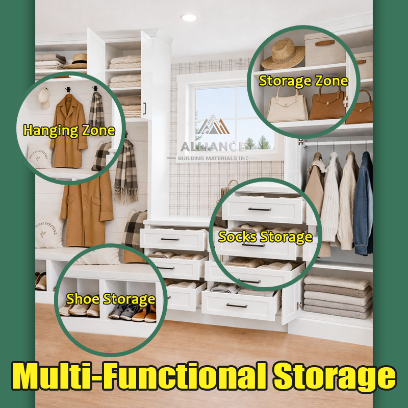 American White Shaker Entryway Furniture Cabinet | Custom Available Hallway Storage Cabinet | Entryway Mudroom Storage Cabinets