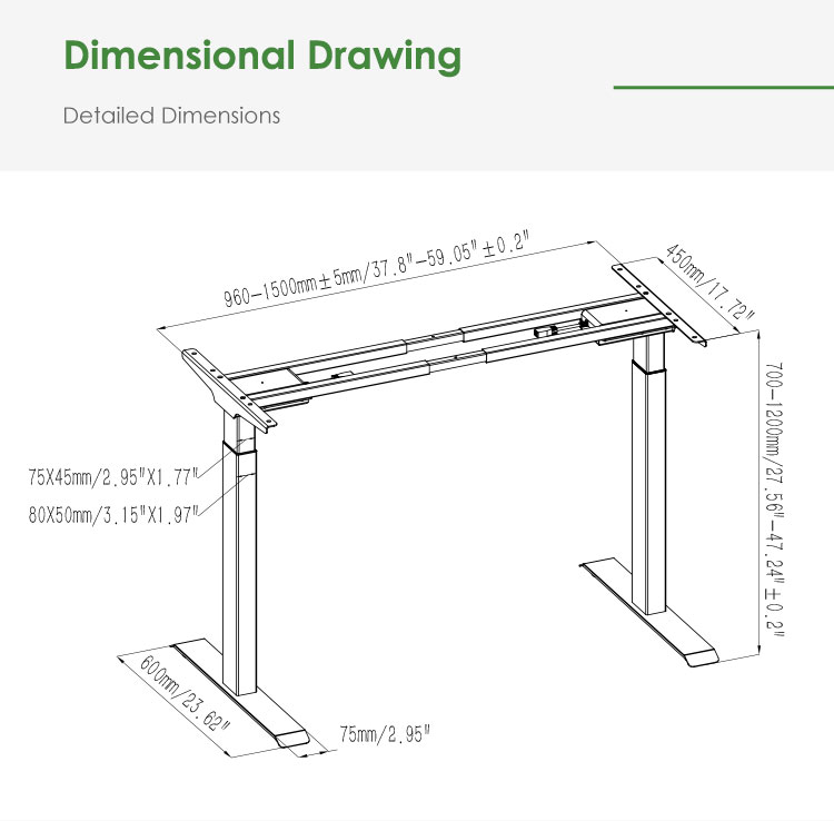 Dual Motor Electric Desk Height Adjustable Standing Table for Modern Office Desk