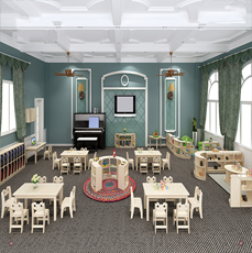 Field Theme Light Blue Wooden Small Class Kindergarten Kids Bedroom Room Furniture Beds