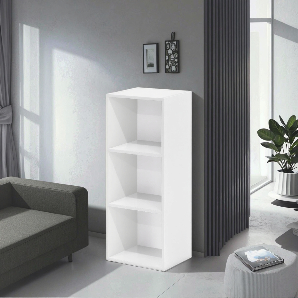 Contemporary 2025 Modern Design 3-Cube Bookshelves Solid Wood &amp; Panel Bookcases for Home Office Living Room &amp; Bedroom Furniture