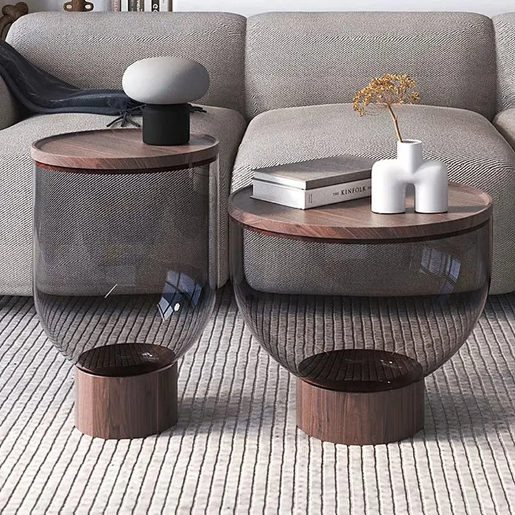 Simple Colored Glass Coffee Table Design View 4