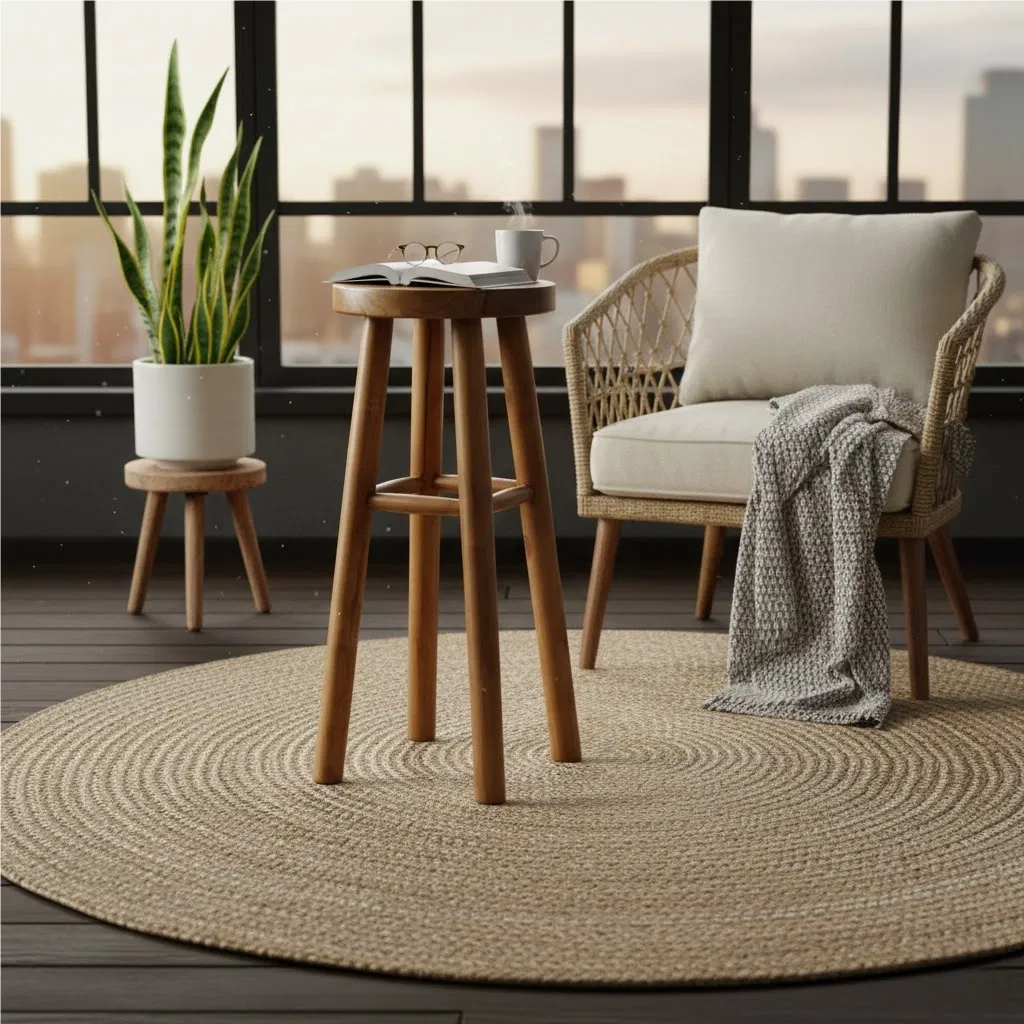 Teak Counter Stool (L30xW30xH73.5cm) , Solid Wood Bar Stool