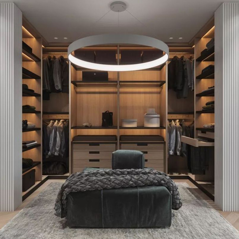 Luxury Modern Wardrobes Custom Island Design Walk-in Wardrobe Closet System Set with Drawers