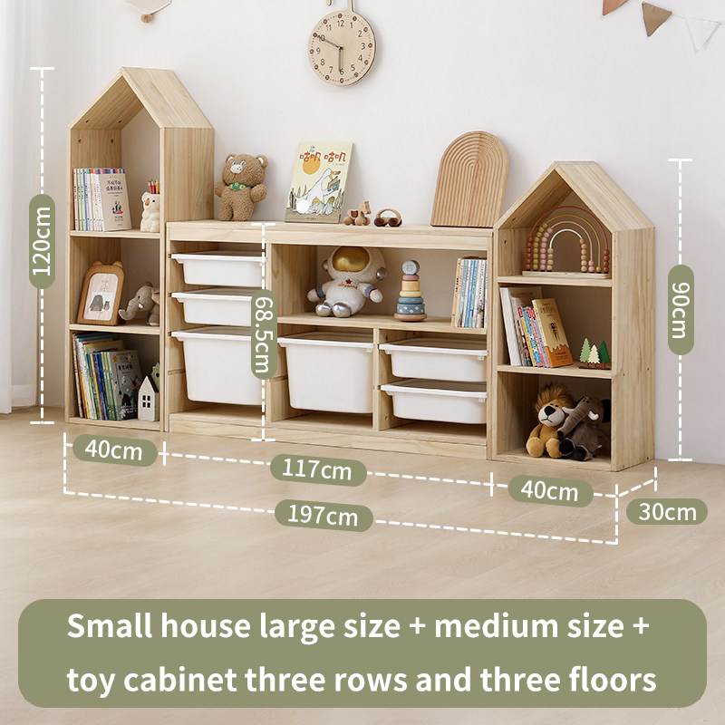 Kids Toy Storage Cabinet With Bookshelf Wooden Floor-standing Eco-Friendly Modern Kids Toy Storage Organizer