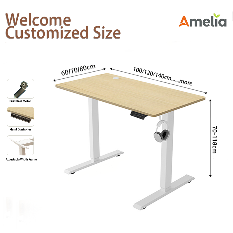 Motorized Writing Desk Silent Speed Reducer Motor Smart/Memorized Height Adjustment Ergonomic Design Gaming Motorized Desk