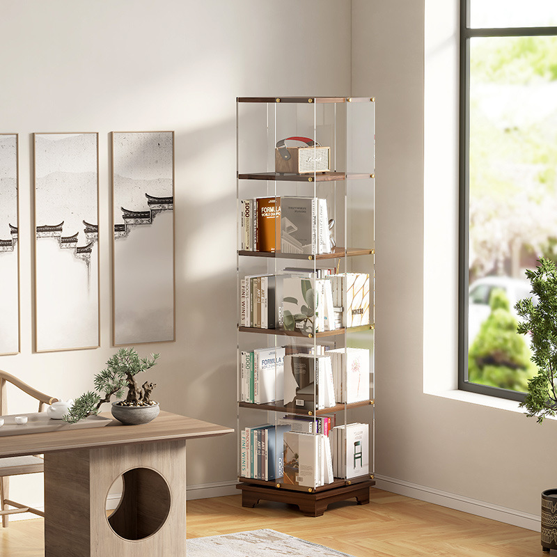 Modern Creative Multi-functional Eco-Friendly Rotating Bookshelf with Storage for Home Office Living Room School Study Bedroom