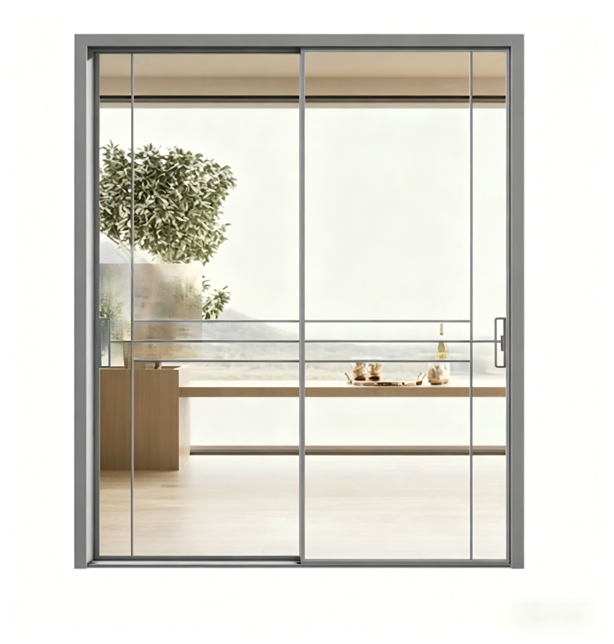 Modern Track Partition Kitchen Sliding Door Living Room Tempered Glass Aluminum Indoor Sliding Door