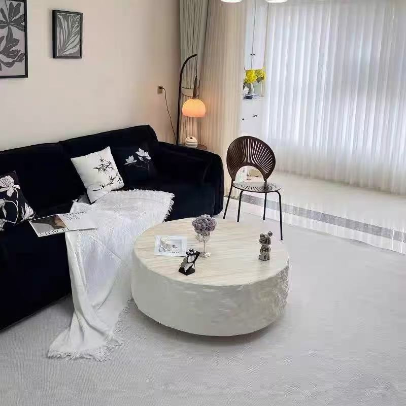 Indoor Waterproof Anti-Corrosion FRP Stone Look Irregular Coffee Table, Modern Sofa Side End Table for Home Homestay Project