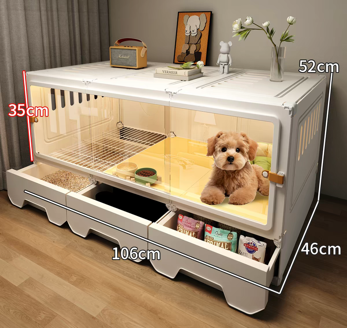 Luxury Furniture Style Wooden Dog Villa | Indoor Dog House With Separated Toilet | Easy Assembly &amp; Waterproof Material.