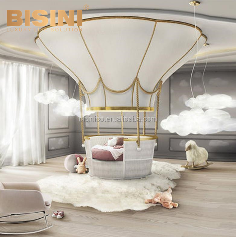 Luxurious children bed antique style solid wood front view