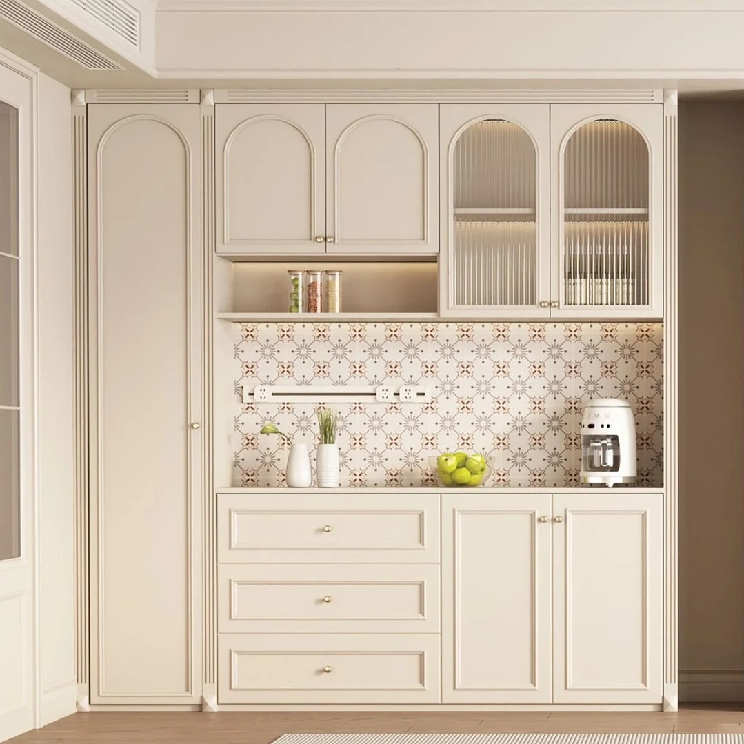Luxury Solid Wood Modern Modular Multifunction Buffet Table &amp; Sideboard for Living Room and Dining Room with Easy Assembly