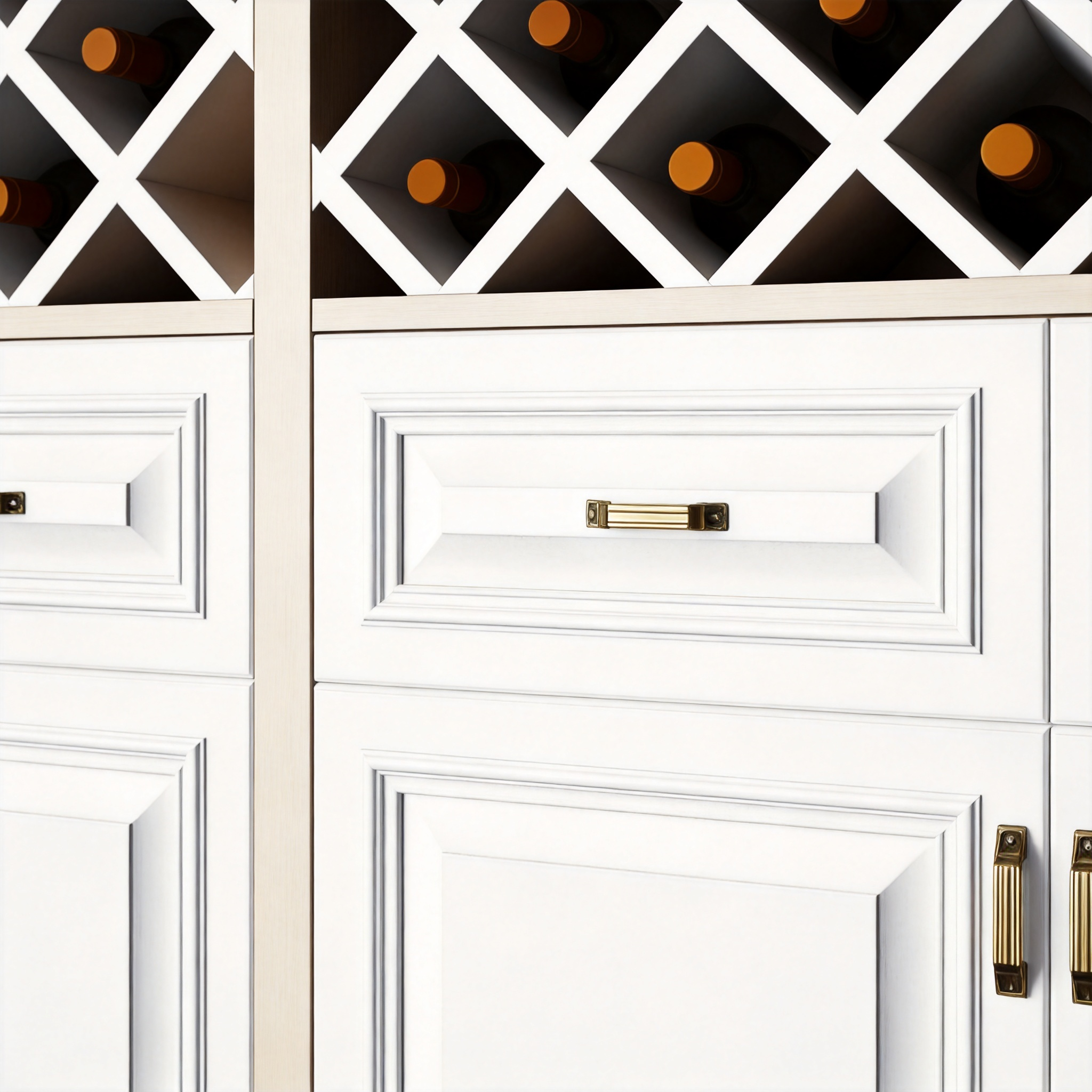 Freestanding Modern Kitchen Buffet Cabinet with Wine Rack &amp; Glass Holder Large Capacity Sideboard Storage with Microwave Space