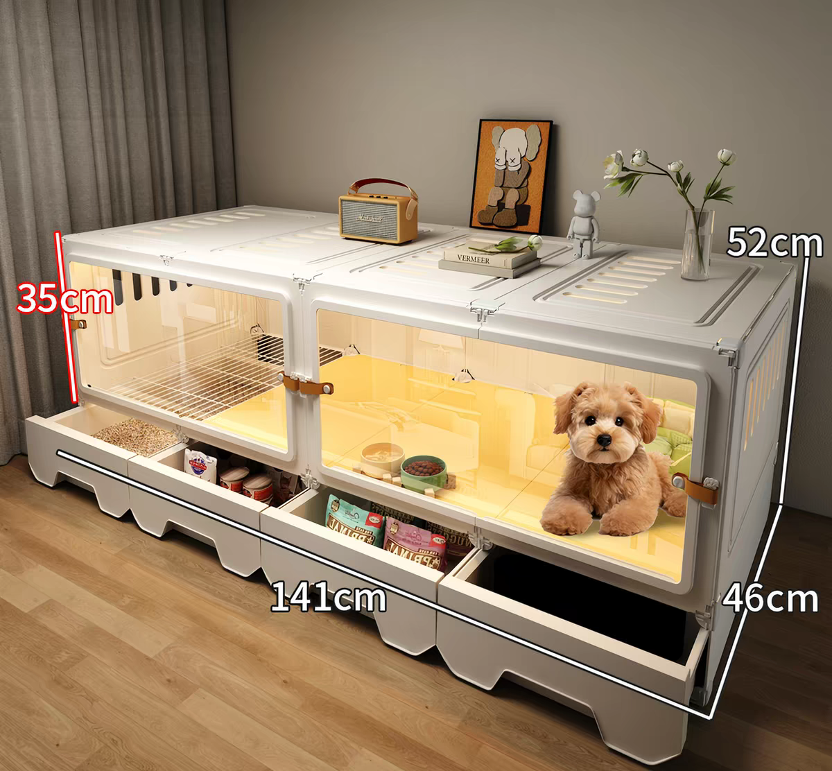 Luxury Furniture Style Wooden Dog Villa | Indoor Dog House With Separated Toilet | Easy Assembly &amp; Waterproof Material.