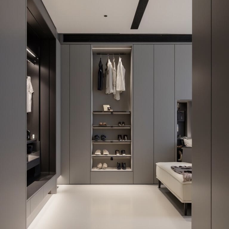 Italian Modern Luxury High-end Wall-mounted D-shaped Walk-in Closet Bedroom Closet With Accessories Wardrobe