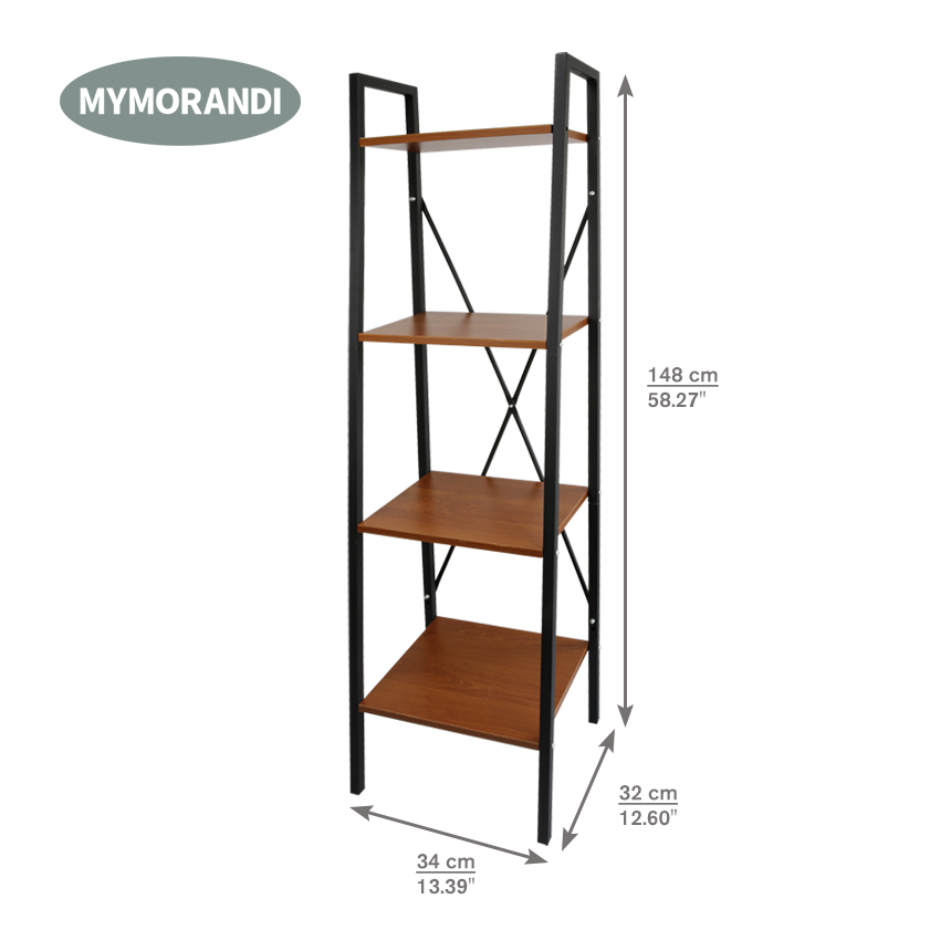 Hot Sale 4 Tiers Industrial Style Wooden Bookshelf Storage Rack for Home