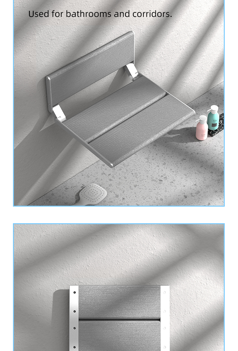 Aluminum Alloy & Wooden Foldable Wall-Mounted Shoe Bench with Storage 4