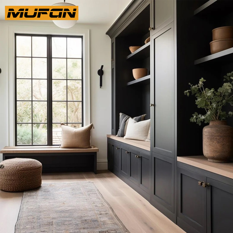 Shaker Solid Wood Shoe Cabinet Storage for Entryway Furniture Custom Design Mud Room Wooden Shoe Rack Cabinet with Seat