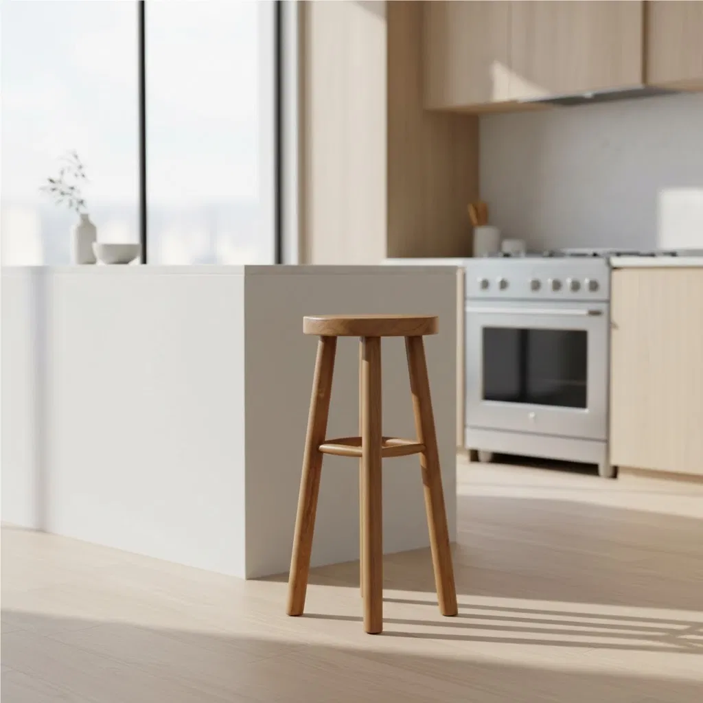 Teak Counter Stool (L30xW30xH73.5cm) , Solid Wood Bar Stool
