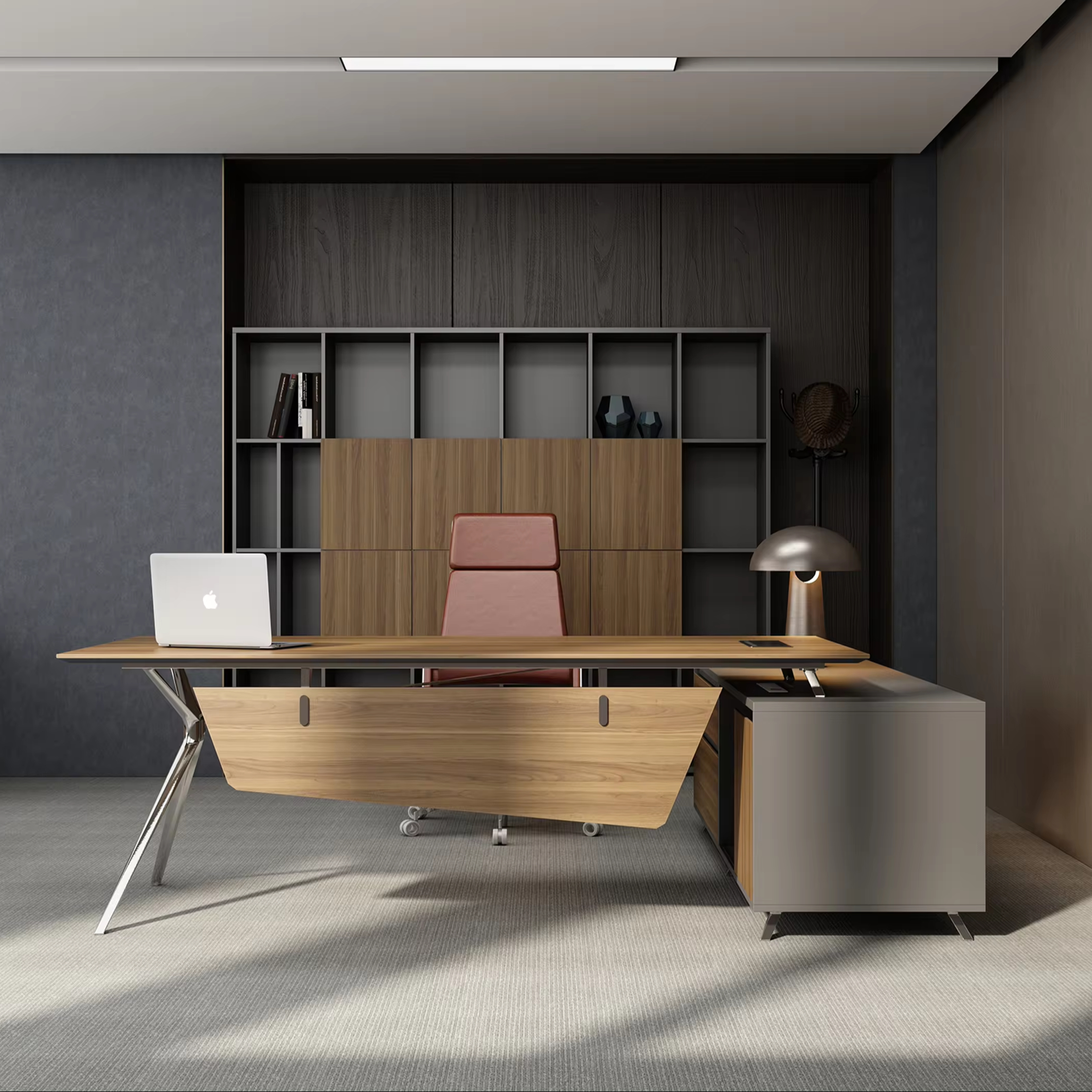 High Quality Luxury Wooden Computer Desk and File Cabinet Large Enterprises Ceo, , President, Executive Desk
