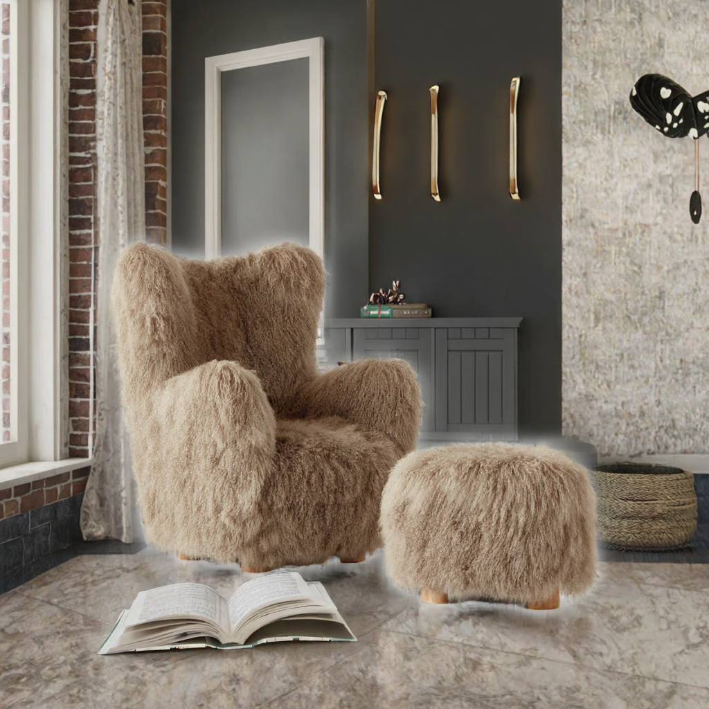 Mid Century Wood Frame Solid Back Manual Recliner Foam Filled Modern Leisure Accent Chair for Living Room Dining Home Office