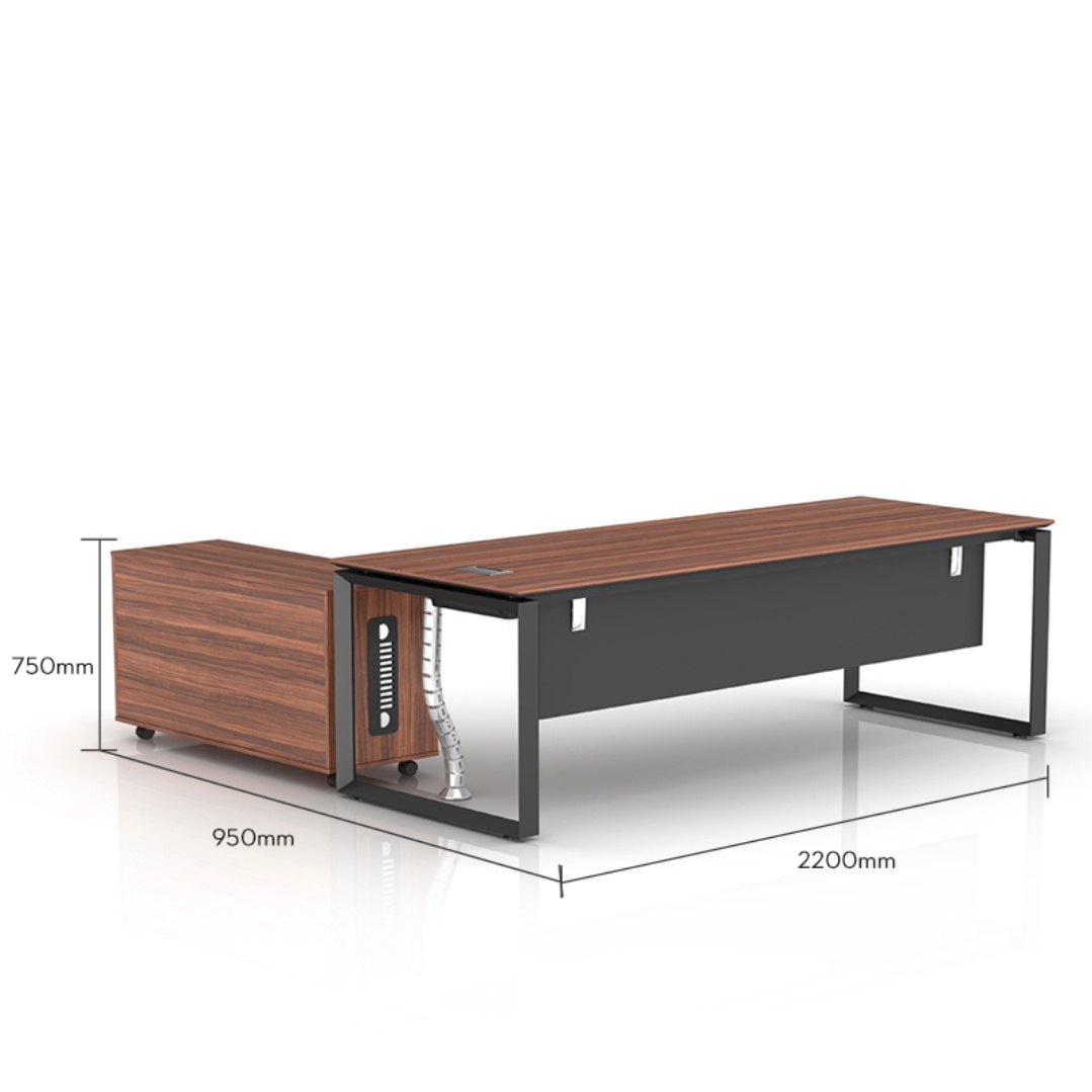 Contemporary Extendable L-Shape Desk with Wooden Panel and Steel Legs for Office Use