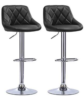 Height Adjustable 360 Swivel Chair Nordic Black Metal Legs High Chair Swivel Bar Stools for Kitchen Breakfast Coffee Counter