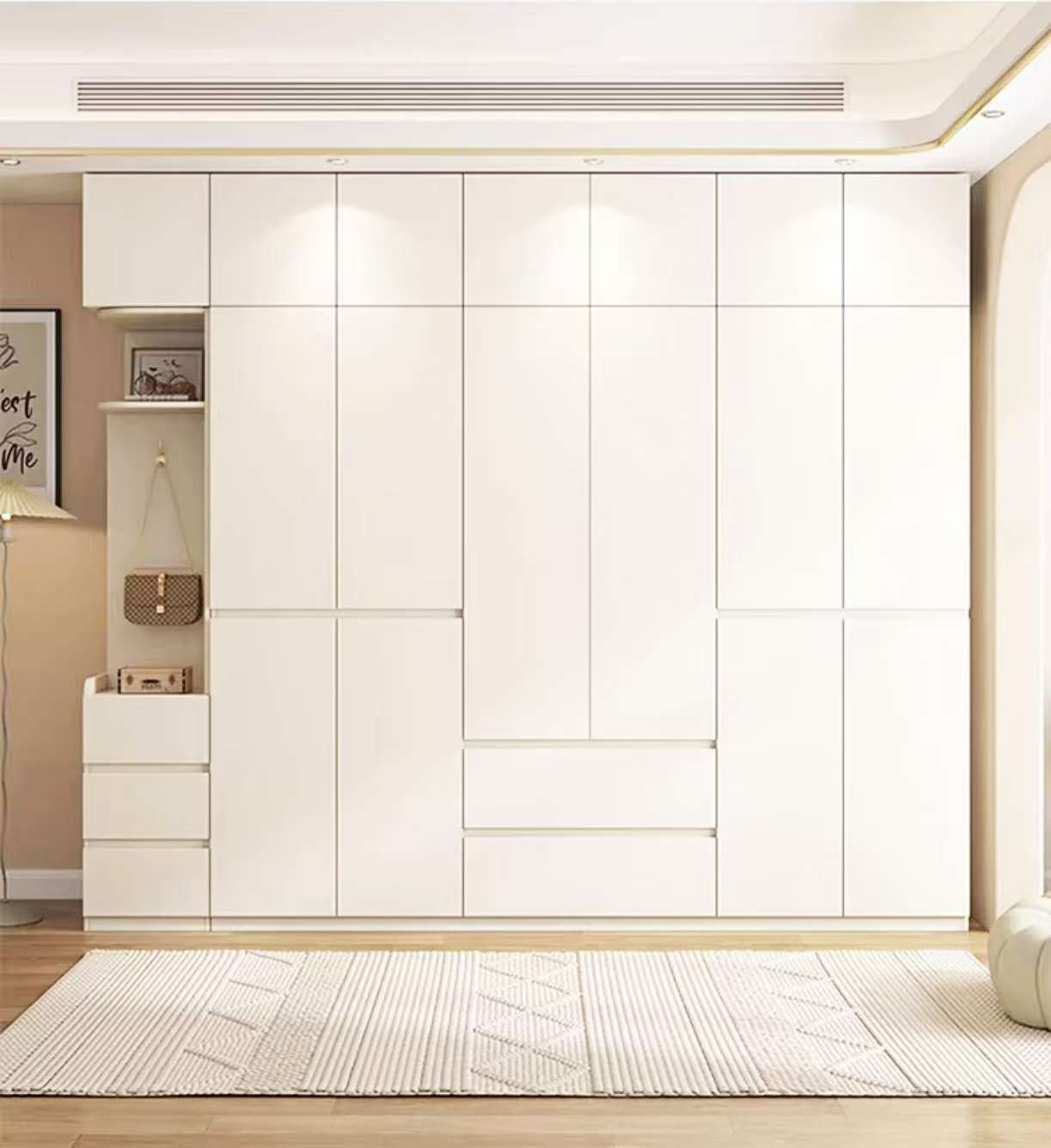 Family Apartment Hotel Bedroom Furniture Modern Luxury Design Bedroom Wardrobe with Shelves and Drawers