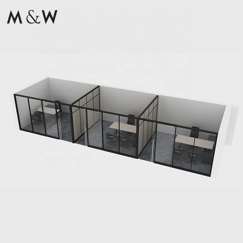 M&amp;W Commercial Furniture High Quality Panel Aluminium Frame Wall Soundproof Office Glass Partition