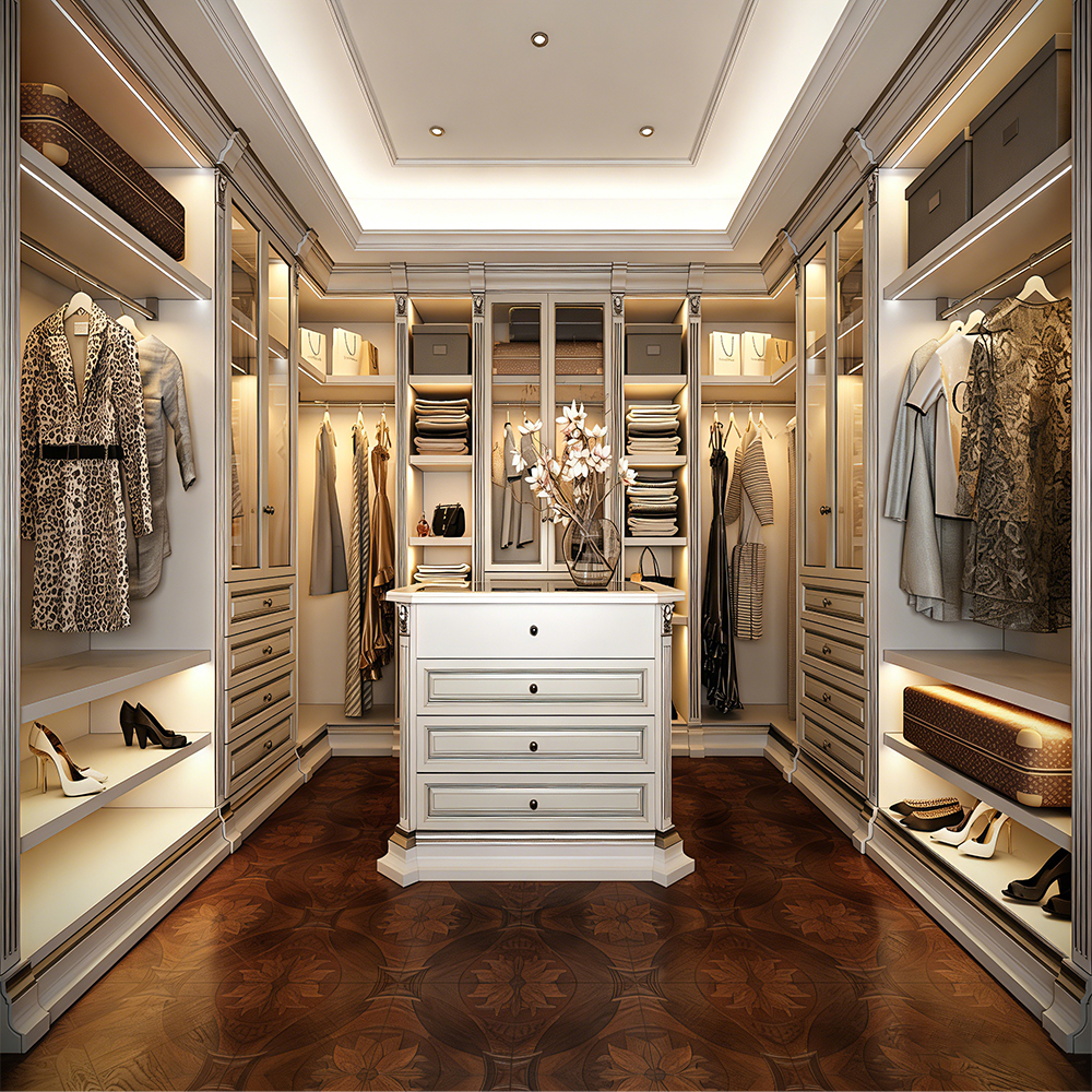 Customized Luxury Wardrobes Bedroom Furniture Wooden Household Bedroom Wardrobe Combination Wardrobe Walk in Closet System