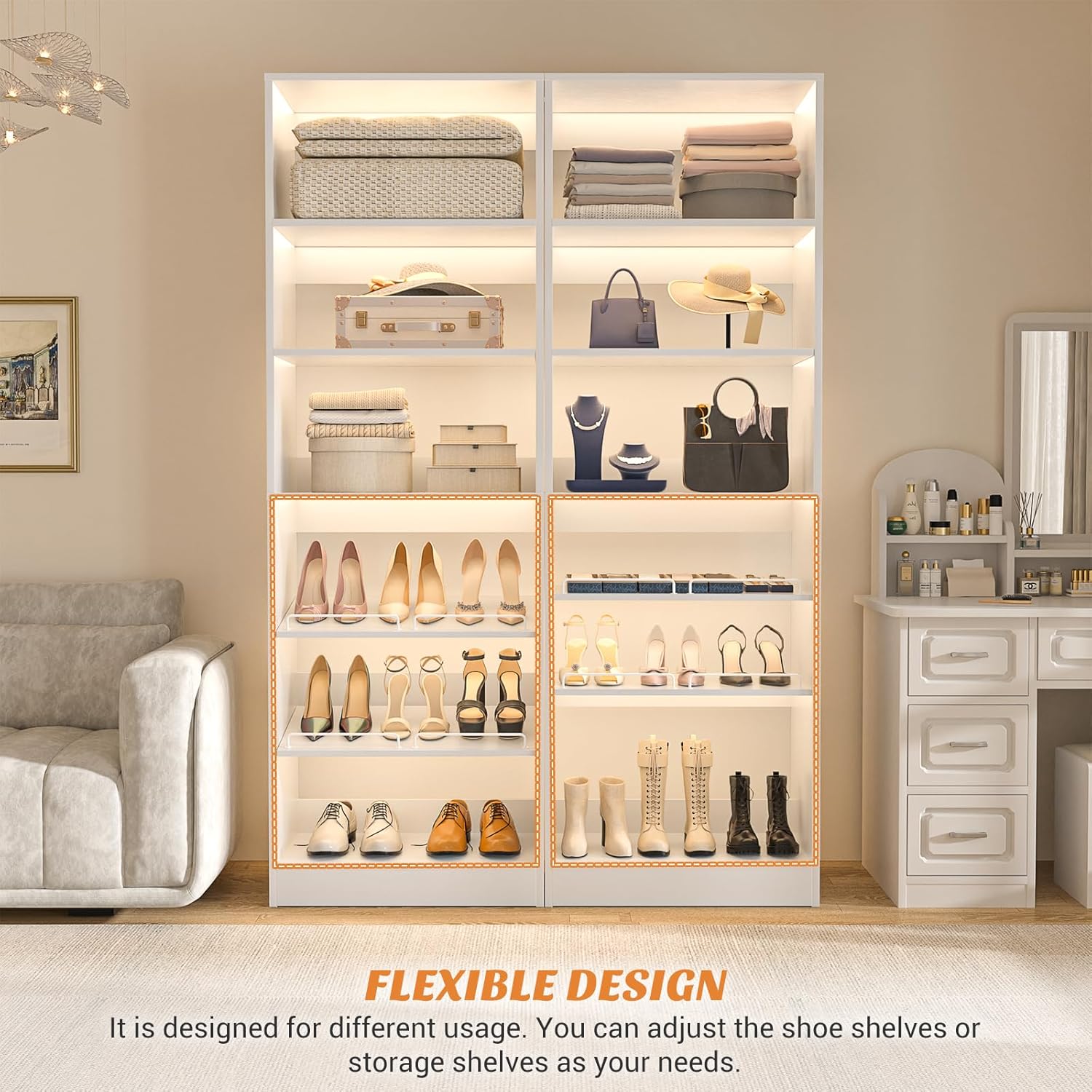 Freestanding Wooden Shoe Storage Shelves Heavy Duty Eco-Friendly Space-Saving Shoe Racks 11 Pair Capacity for Bedroom Entryway