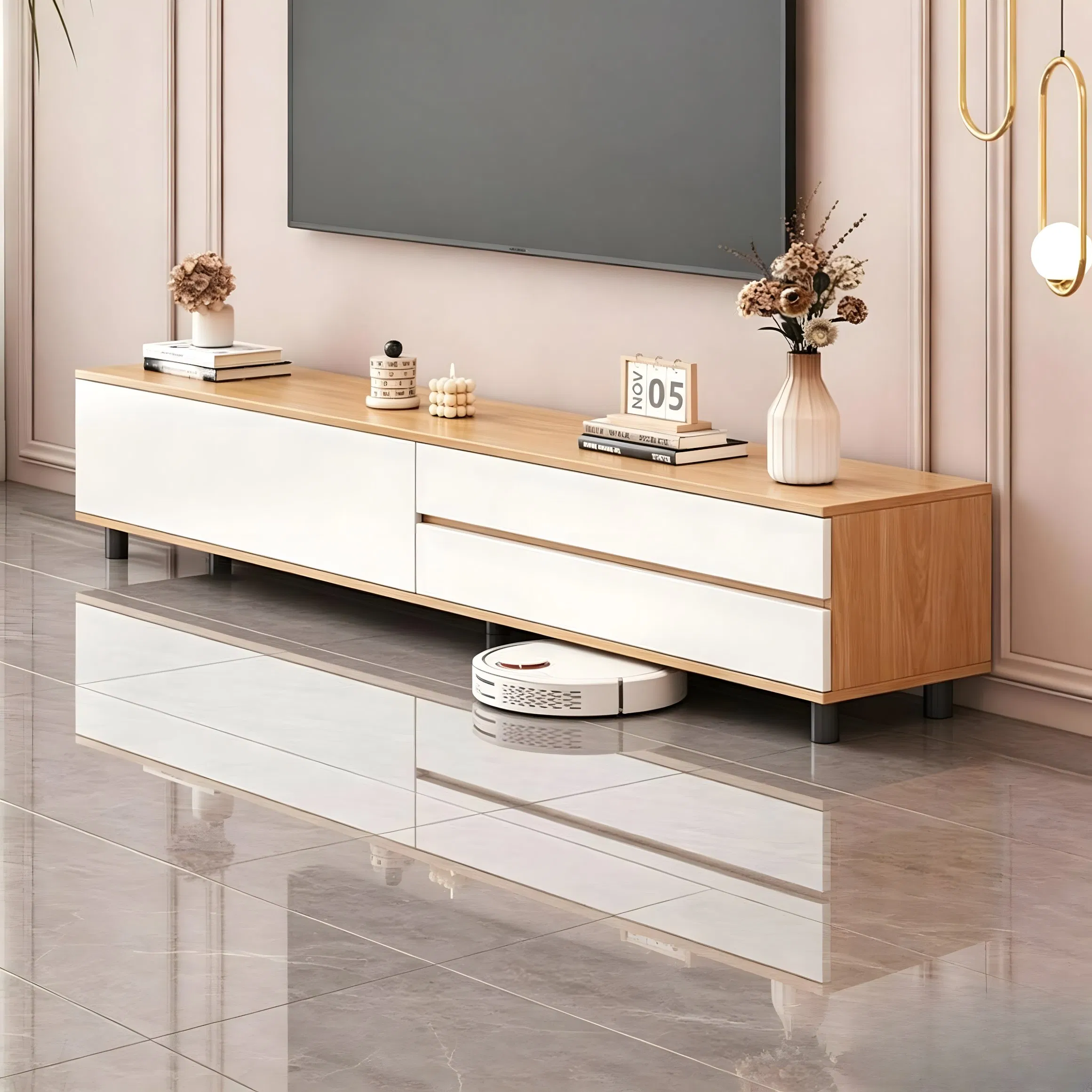 Modern Media Console for Living Room with Hidden Storage Compartments