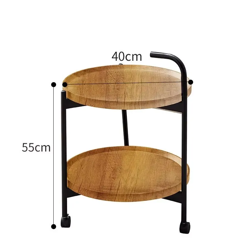 Double-Layer Simple Tea Cart Dessert Cake Cart Hotel Restaurant Delivery Cart Mobile Trolley Coffee Table Sofa End Table