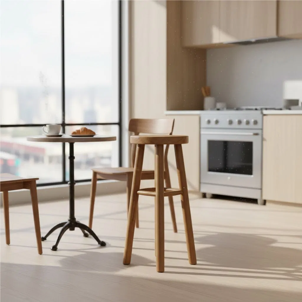 Teak Counter Stool (L30xW30xH73.5cm) , Solid Wood Bar Stool