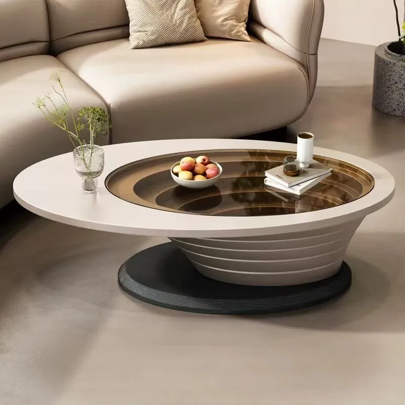 High-End Oval Light Luxury Premium Minimalist Glass Coffee Table