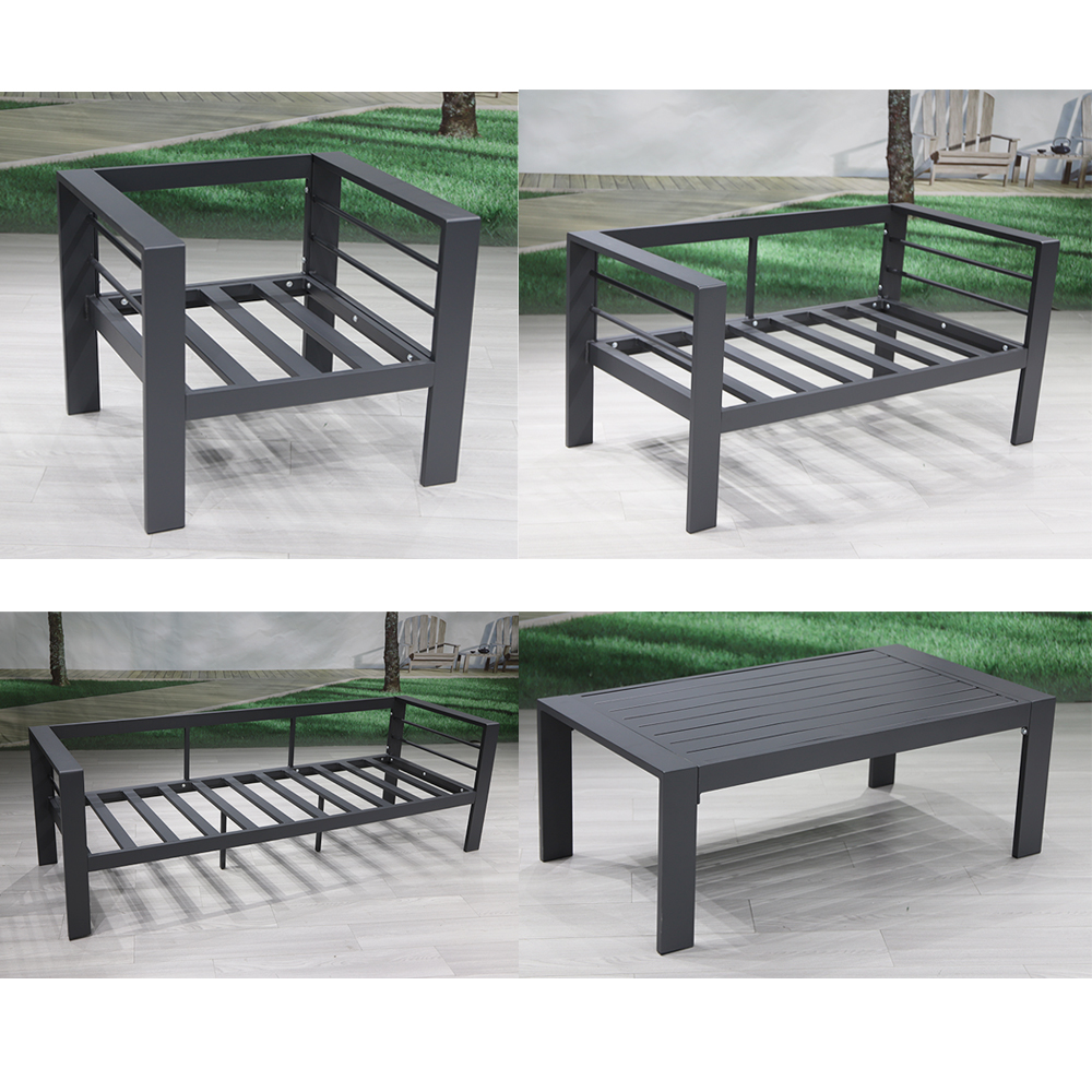 Modern Grey Aluminum Patio Furniture Set For Living Room Hotel Villa Courtyard Farmhouse Apartment Outdoor Garden Use